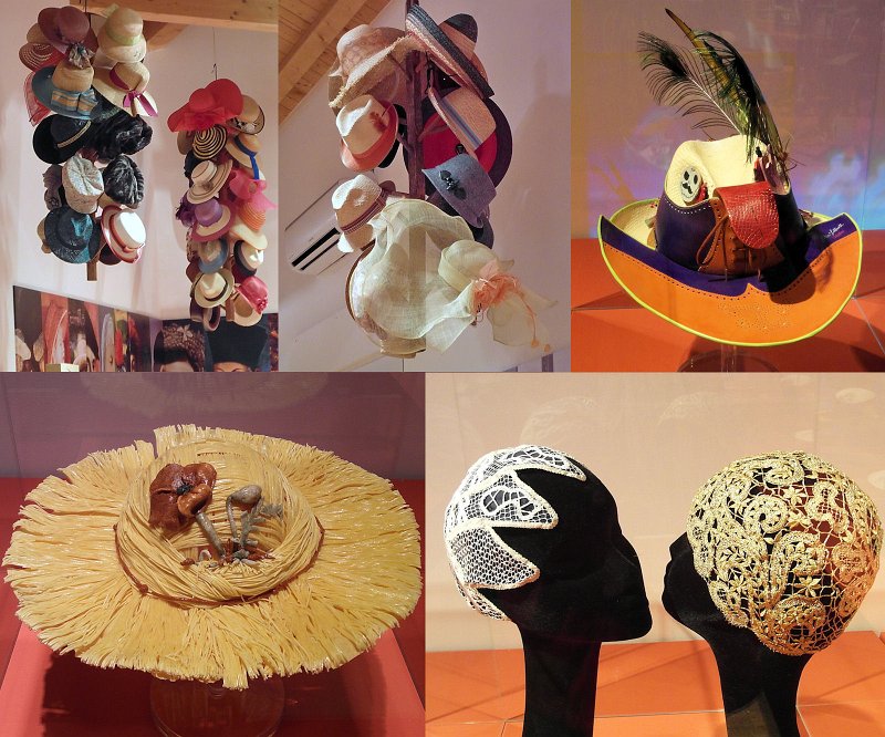 Museo Montappone 3.jpg - ... Moltissimi i tipi di cappelli in mostra, tra cui anche uno fatto con la pasta degli Spinosini di Campifilone, e due cappellini da sposa della nostra docente di merletto offidana Iolanda Ottavi ...